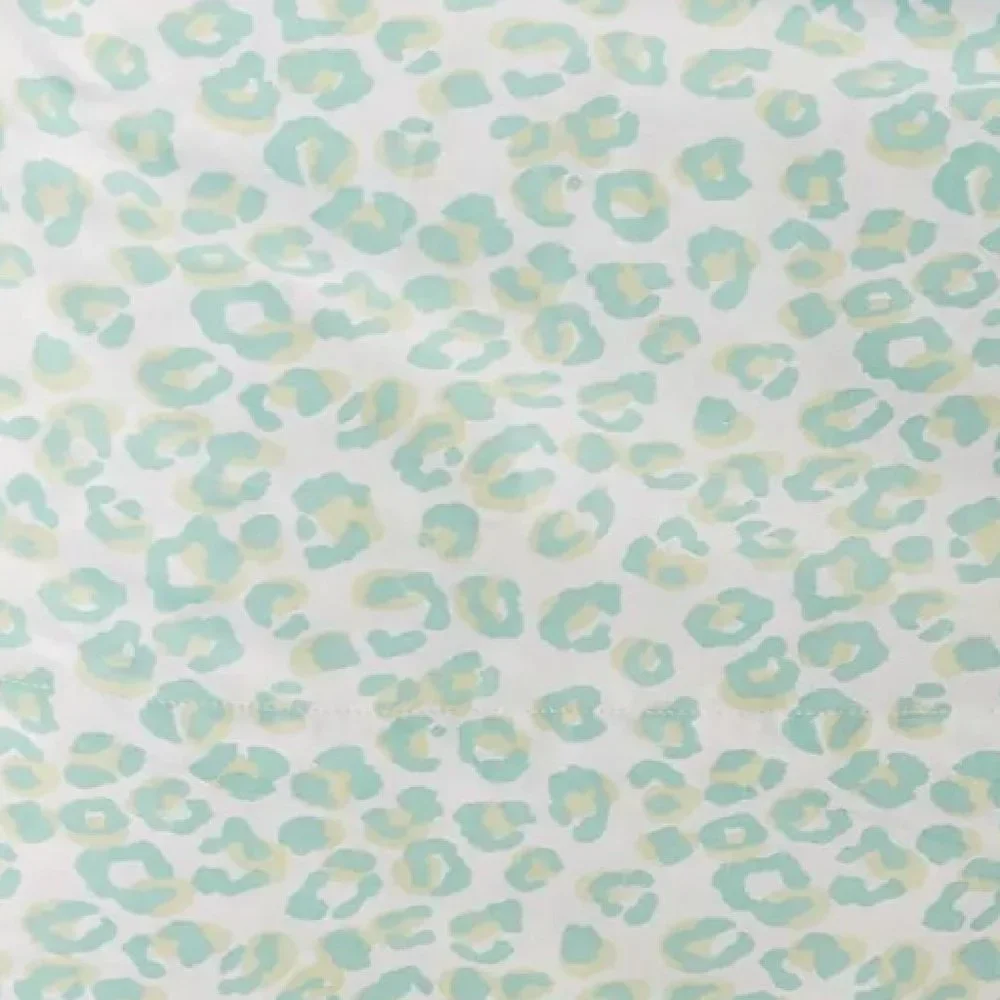 new Marmalade brand Lightweight 100% Cotton Full Sheet Set in Mint Green Leopard